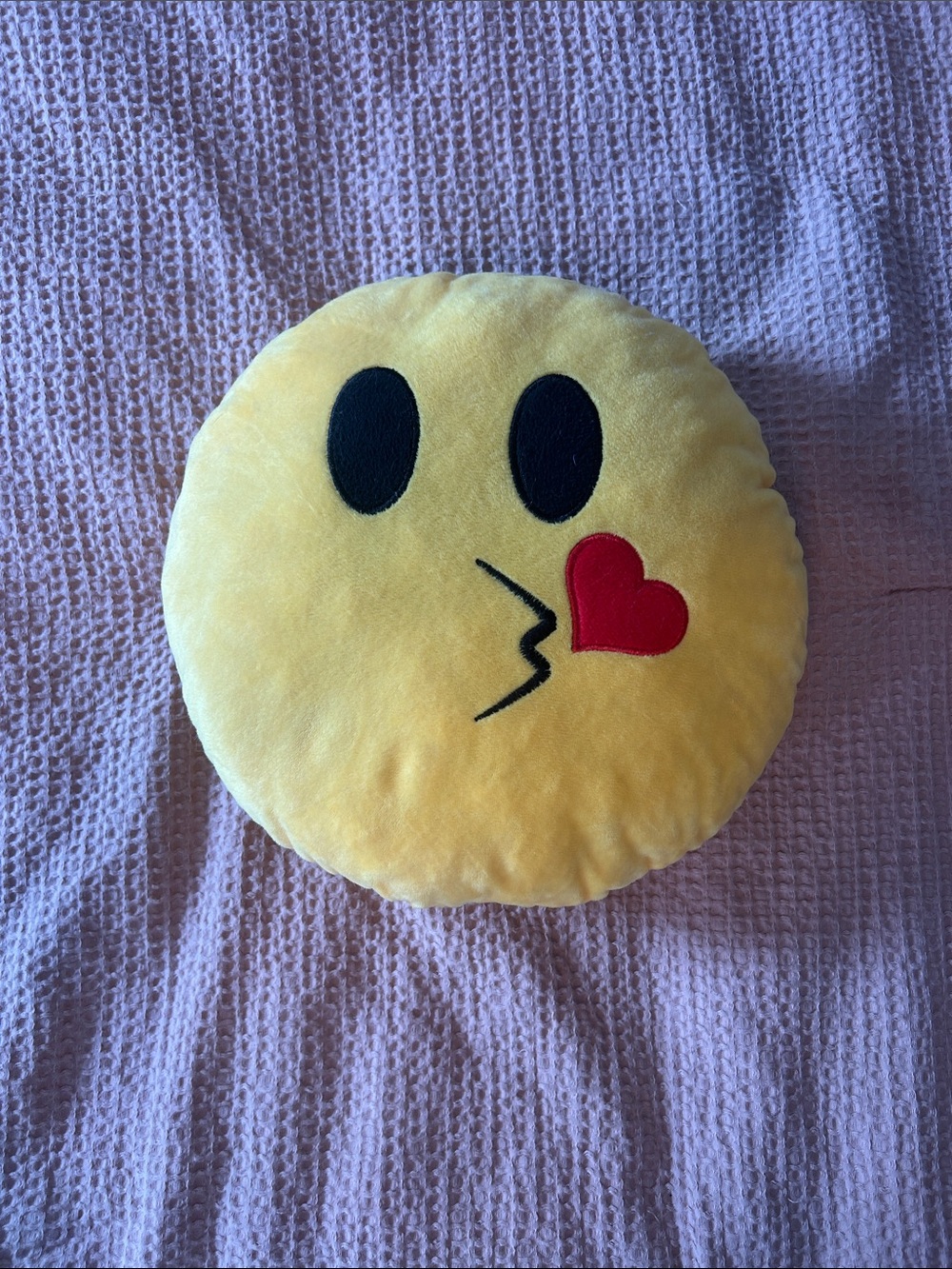 Kissing Heart Emoji Plush Pillow - Yellow